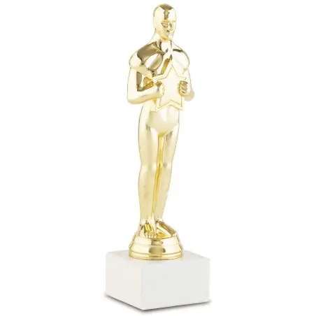 Trofeo Económico Dorado de Figura de un Oscar con estrella de 20,5 cm de Altura