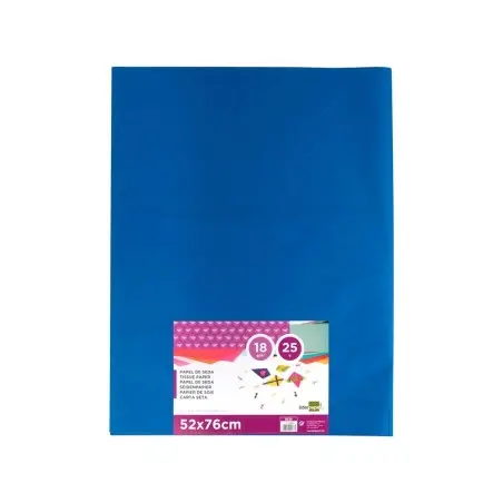 Papel seda liderpapel azul 52x76 cm 18 gr paquete de 25 hojas.