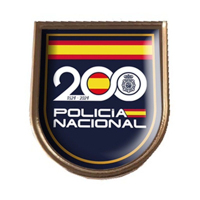 Insignia Policía Nacional 200 Aniversario con borde y trasera Dorados