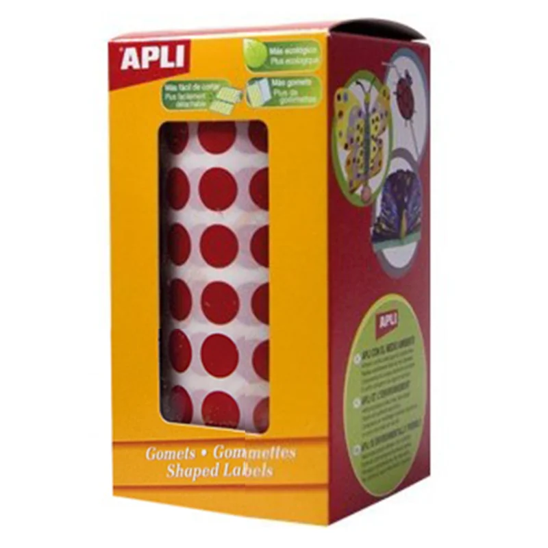 GOMETS AUTOADHESIVOS CIRCULARES 20MM ROJO EN ROLLO