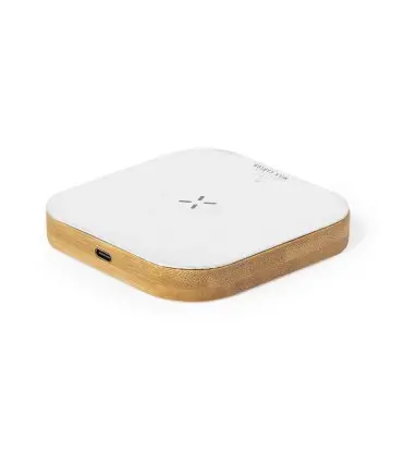 CARGADOR SUCREP Inalámbrico 15W con 1 Salida USB y 1 Salida Tipo C de Cartones de Leche Reciclados y Bambú