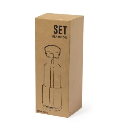 SET DEBRIS de Bidón Térmico de 500 ml y Vaso Térmico 300 ml de Acero Inoxidable y Bambú