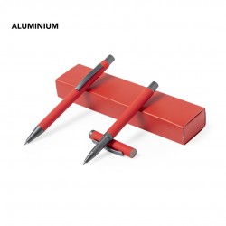 SET BOSTIT de bolígrafo y roller de Aluminio con estuche