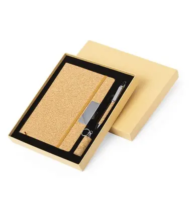 SET PATRICK de corcho con usb de 16Gb bloc y bolígrafo