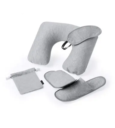 SET VIAJE ALKES con almohadilla, antifaz y zapatillas