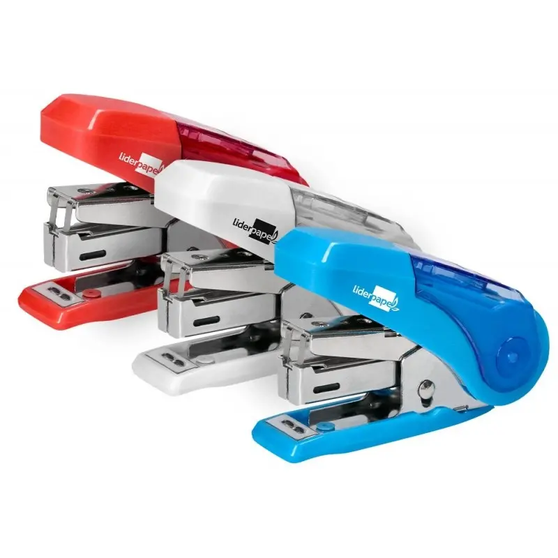Grapadora liderpapel micro con regalo de funda y caja de 1000 grapas numero 10 capacidad 12 hojas colores surtidos
