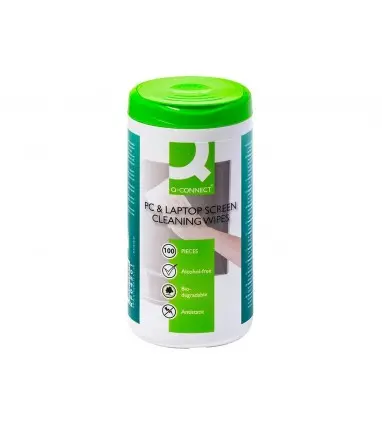 TOALLITAS Q-CONNECT LIMPIADORA DE PANTALLAS Y TECLADOS EN BOTE DE 100 UNIDADES