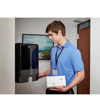 Toalla de papel engarzada 2 capas 21x33 cm paquete de 200 unidades para dispensador h2.