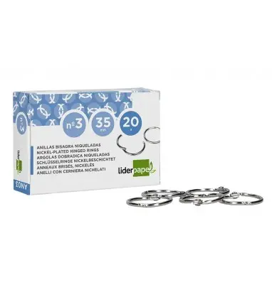 Anilla bisagra liderpapel niquelada n.3 diametro 35 mm caja de 20 unidades