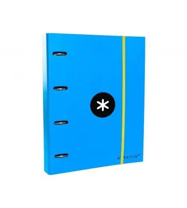 Carpeta con recambio antartik a4 cuadro 5mm forrada 4 anillas 40mm redondas con solapa color azul