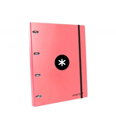 Carpeta con recambio antartik a4 cuadro 5mm forrada 4 anillas 25mm redondas color cora