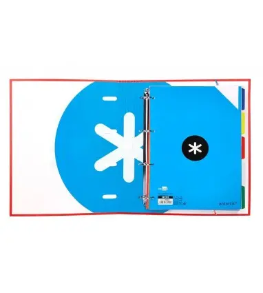 Carpeta con recambio antartik a4 cuadro 5mm forrada 4 anillas 40mm redondas con solapa color rojo