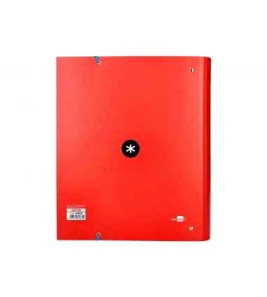 Carpeta con recambio antartik a4 cuadro 5mm forrada 4 anillas 40mm redondas con solapa color rojo