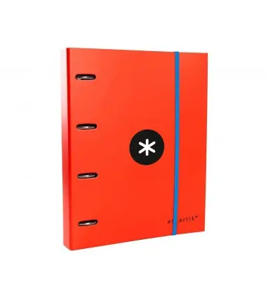Carpeta con recambio antartik a4 cuadro 5mm forrada 4 anillas 40mm redondas con solapa color rojo