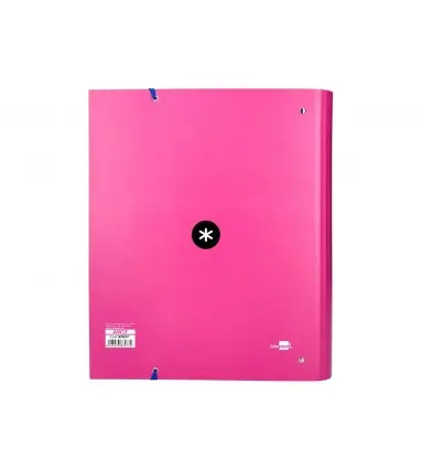 Carpeta con recambio antartik a4 cuadro 5mm forrada 4 anillas 40mm redondas con solapa color rosa