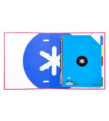 Carpeta con recambio antartik a4 cuadro 5mm forrada 4 anillas 40mm redondas con solapa color rosa