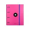 Carpeta con recambio antartik a4 cuadro 5mm forrada 4 anillas 40mm redondas con solapa color rosa