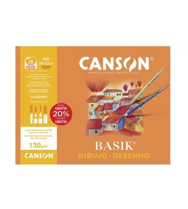 Papel dibujo basik 240x320 din a4 + 130 gr con recuadro minipack de 10 hojas
