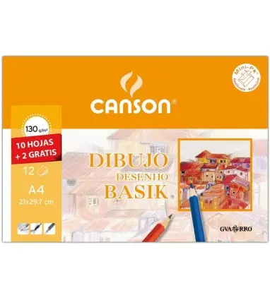 Papel dibujo basik 240x320 din a4 + 130 gr con recuadro minipack de 10 hojas
