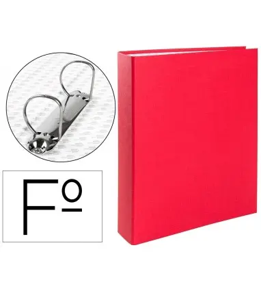 Carpeta de 2 anillas 40mm mixtas liderpapel folio carton forrado paper coat plastico roja