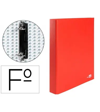 Carpeta de 2 anillas 25mm mixtas liderpapel folio carton forrado paper coat compresor plastico roja