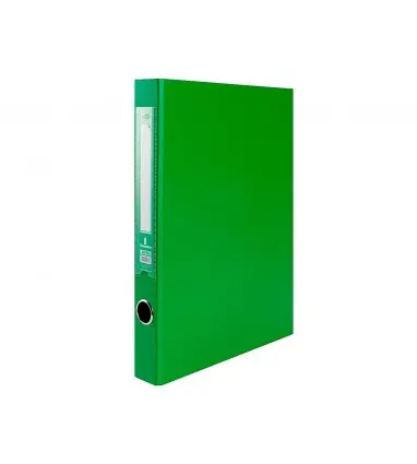 Carpeta de 2 anillas 25mm mixt as liderpapel folio forrado papercoat con ollao y tarjetero compresor plastico verde