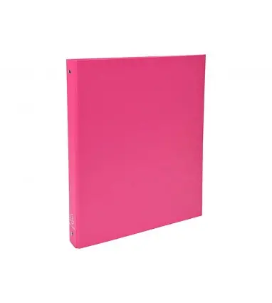 Carpeta de 4 anillas 30mm redondas exacompta a4 carton forrado rosa