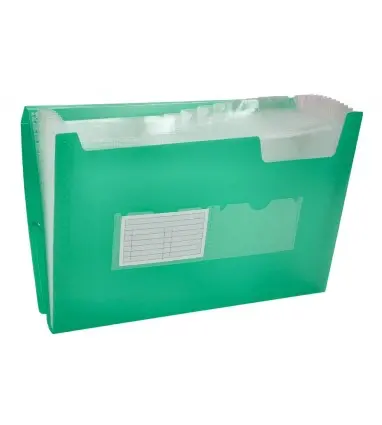 Carpeta liderpapel clasificador fuelle 32113 polipropileno din a4 verde transparente 13 departamentos