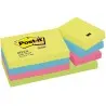 Bloc de notas adhesivas quita y pon post-it 38x51 mm neon pack de 12 blocs surtido