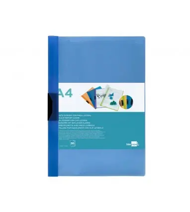 Carpeta liderpapel dossier pinza lateral 45302 polipropileno din a4 azul 30 hojas pinza deslizante