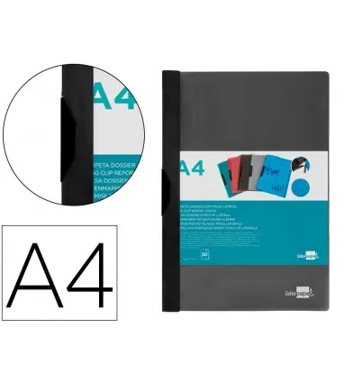 Carpeta liderpapel dossier pinza lateral 35365 polipropileno din a4 negra 30 hojas pinza deslizante