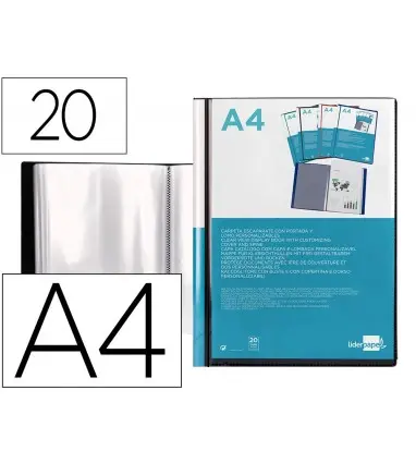 Carpeta liderpapel personaliza 37715 20 fundas canguro polipropileno din a4 negra portada y lomo personalizable