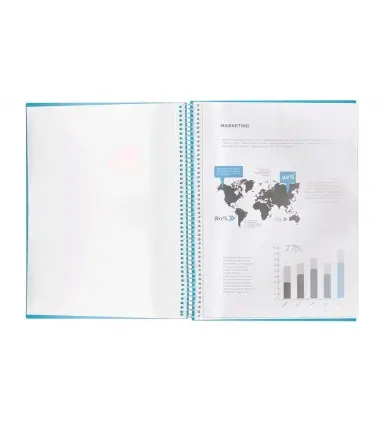 Carpeta liderpapel escaparate con espiral 30 fundas polipropileno din a4 azul
