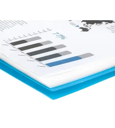 Carpeta liderpapel escaparate con espiral 30 fundas polipropileno din a4 azul