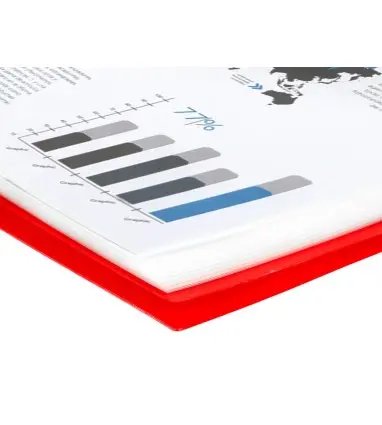Carpeta liderpapel escaparate con espiral 30 fundas polipropileno din a4 rojo