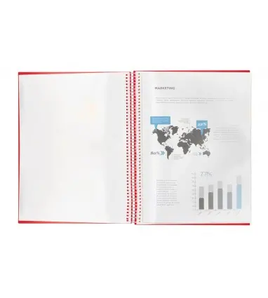 Carpeta liderpapel escaparate con espiral 30 fundas polipropileno din a4 rojo