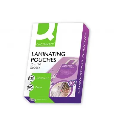 Bolsa de plastificar q-connect 110 x 75 mm 125 mc carnet de identidad caja de 100 unidades