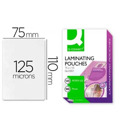 Bolsa de plastificar q-connect 110 x 75 mm 125 mc carnet de identidad caja de 100 unidades