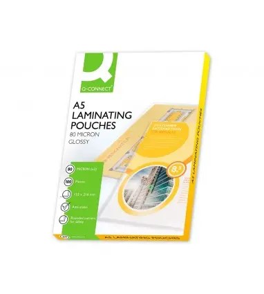 Bolsa de plastificar q-connect 153 x 216 mm 80mc din a5 caja de 100 unidades