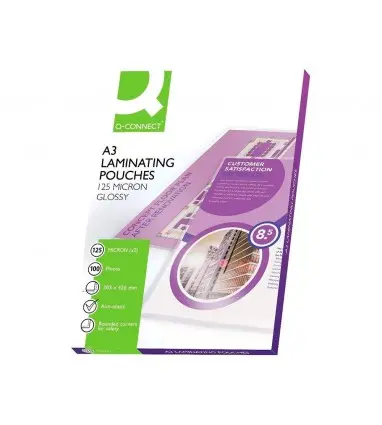 Bolsa de plastificar q-connect 303 x 426 mm 125 mc din a3 caja de 100 unidades