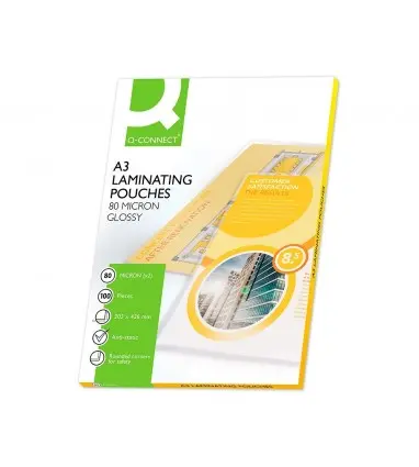 Bolsa de plastificar q-connect 303 x 426 mm 80 mc din a3 caja de 100 unidades