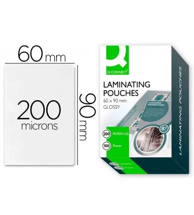 Bolsa de plastificar q-connect 90 x 60 mm 200 mc carnet de nif caja de 100 unidades