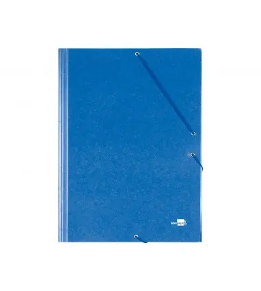 Carpeta liderpapel gomas folio 3 solapas carton prespan azul