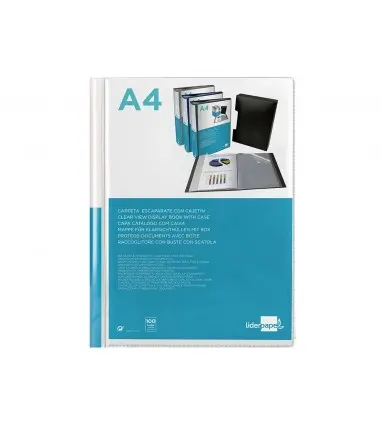 Carpeta liderpapel personaliza 100 fundas polipropilenodin a4 transparente con cajetin