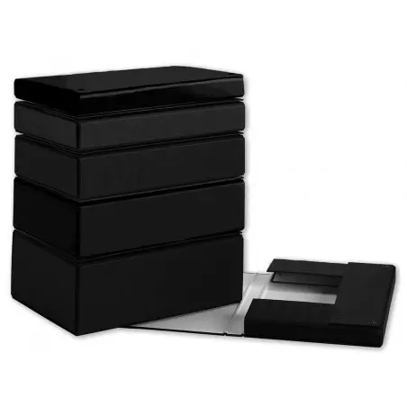 Carpeta proyectos pardo folio lomo 120 mm carton forrado negro con broche