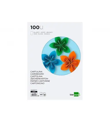 Cartulina liderpapel a3 180g/m2 blanco paquete de 100 hojas