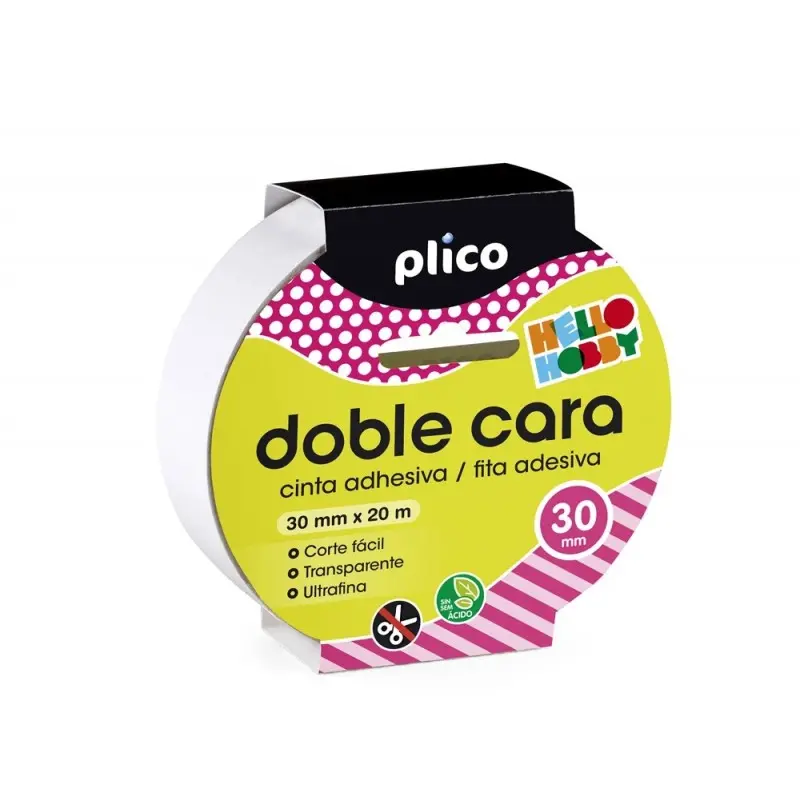 Cinta adhesiva plico doble cara 20 mt x 30 mm