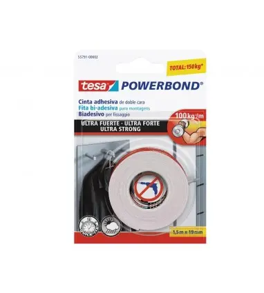Cinta adhesiva tesa doble cara ultra strong extrafuerte para interior y exterior 1,5m x19mm