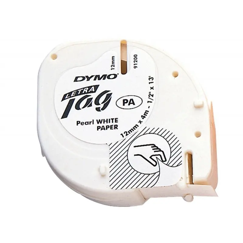 Cinta dymo papel 12mmx4mt negro/blanco para letratag