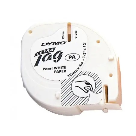 Cinta dymo papel 12mmx4mt negro/blanco para letratag